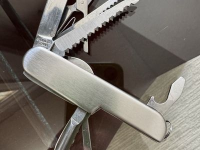 Multi-Function Utility Pocket Knife with Genuine Victorinox Leather Pouch
