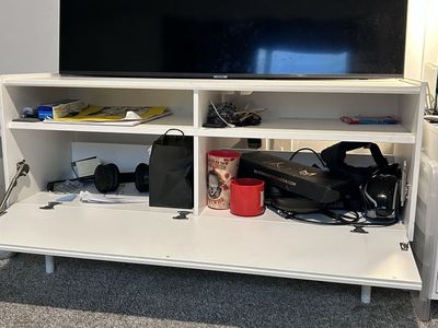White TV Stand/Media Console with Storage