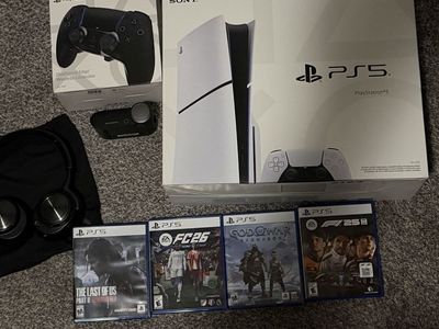 Ps5 with 4 games and dualsense edge controller with steelseries arctis nova pro wireless headphones