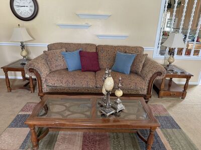 Sofa, Coffee Table, End Tables, Lamps