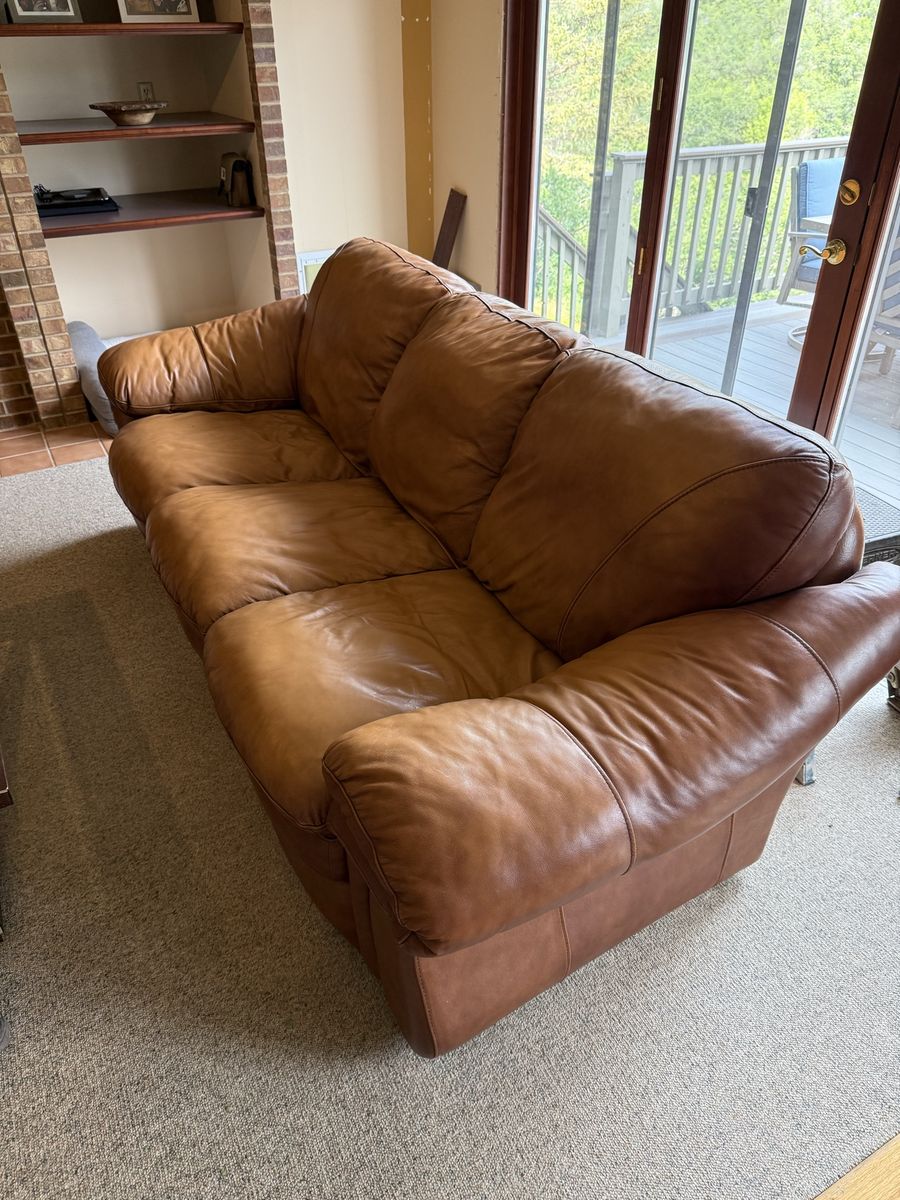 Used Leather Sofa/Couch - Good Condition, Brown, 3 Seater