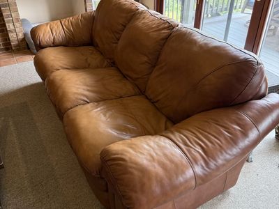 Used Leather Sofa/Couch - Good Condition, Brown, 3 Seater