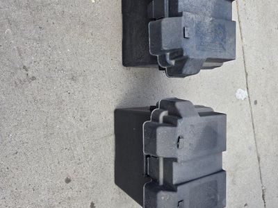 Pair of Black Plastic RV & Marine Battery Boxes with Lids