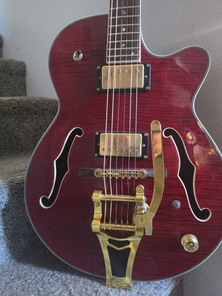 Dean Stylist Electric Guitar Red with Gold Grover Tuners