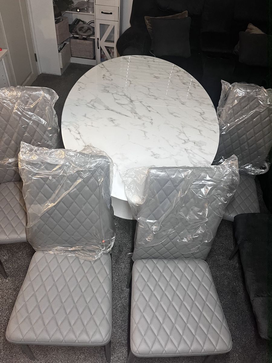 Brand New Marble And 4 Chair Dining SeT