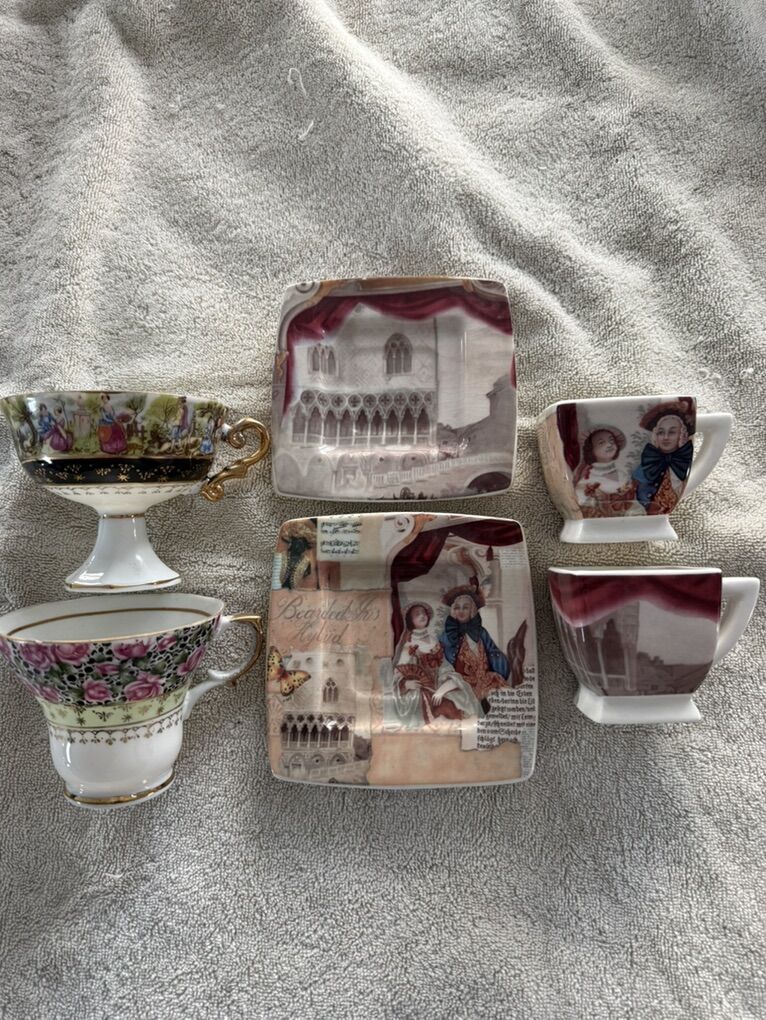 Vintage Vanezia Italian Poreclain Teacups 6 Piece