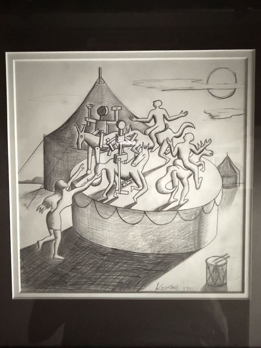 Original Mark Kostabi Pencil Drawing – Signed, Framed & Authenticated – $750