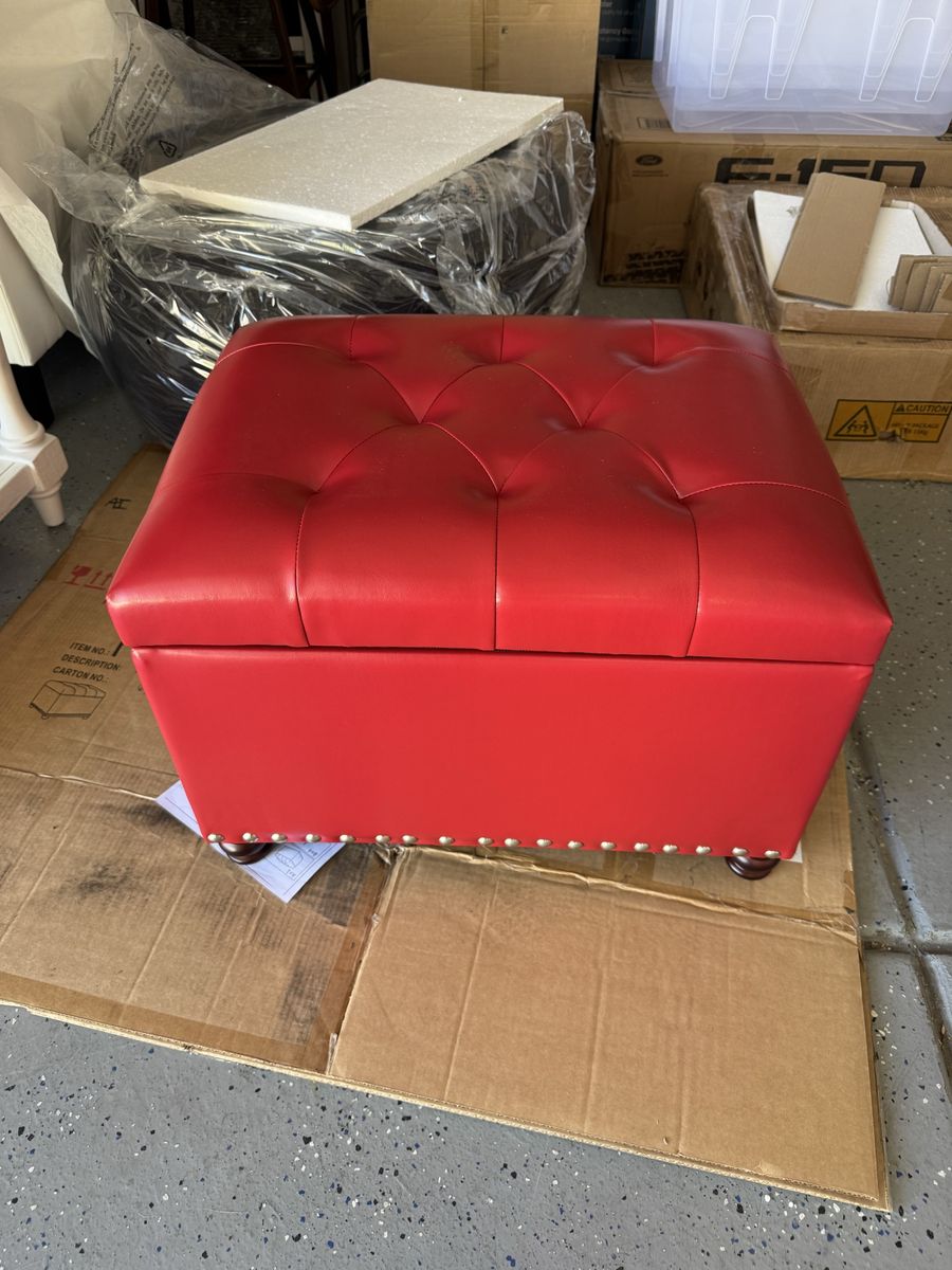 Adeco high end bonded faux leather ottoman