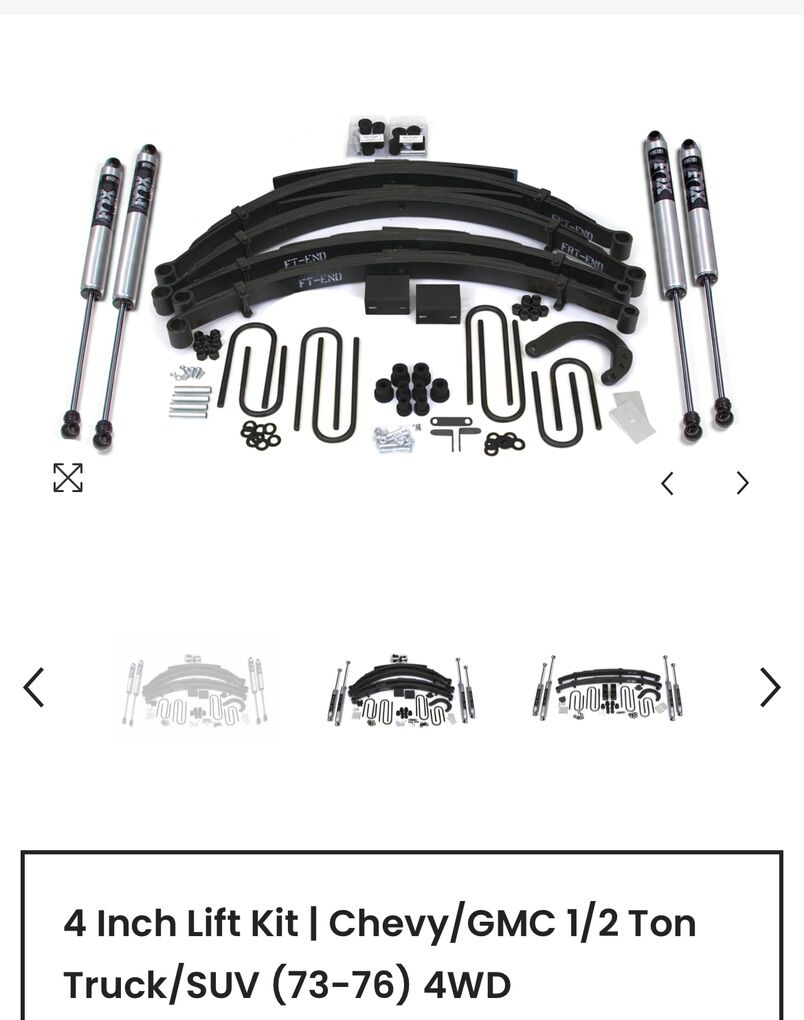 4 Lift Kit For 73-76 Chevy 4x4