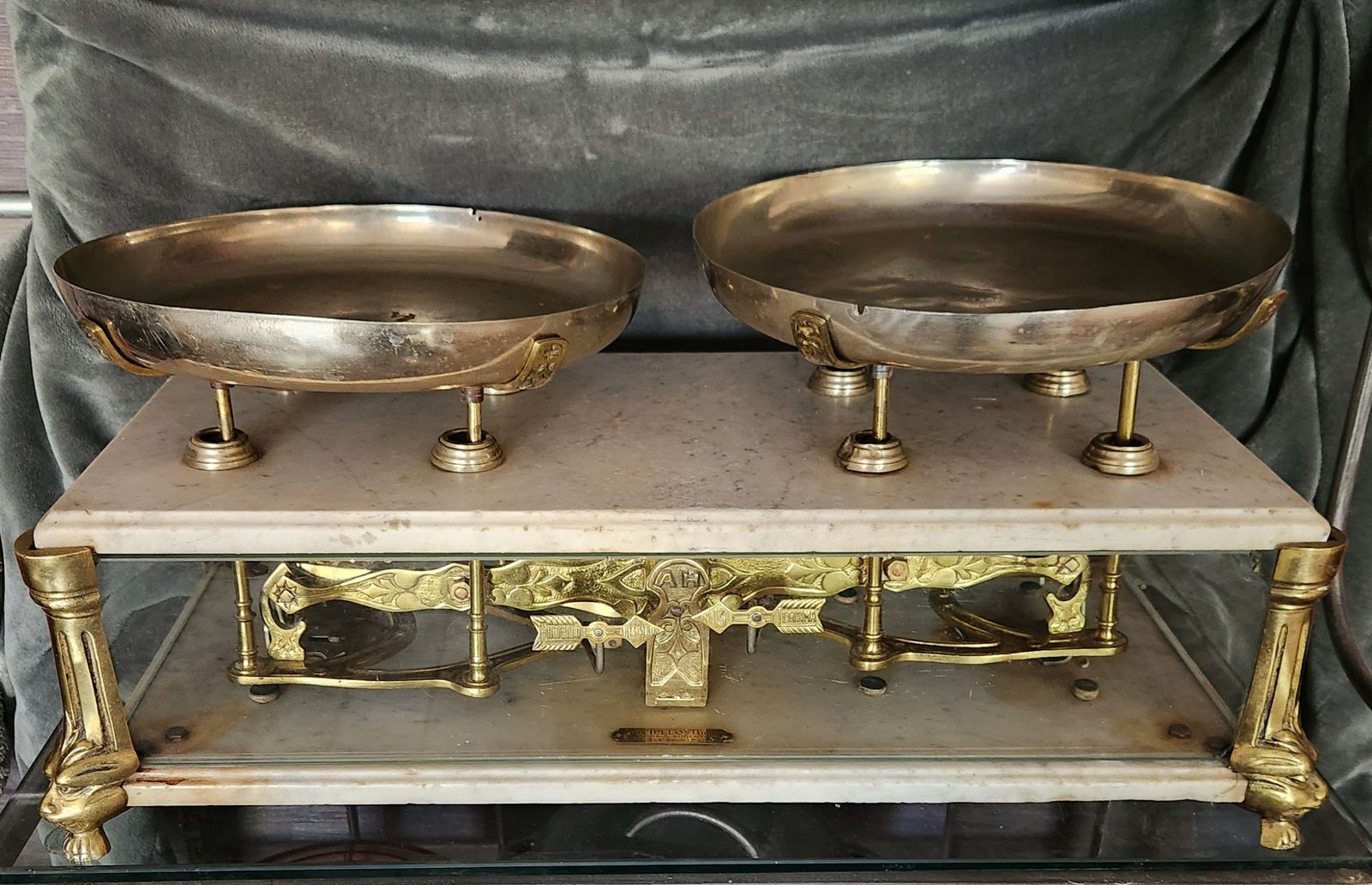 Antique Large Brass & Marble Scale