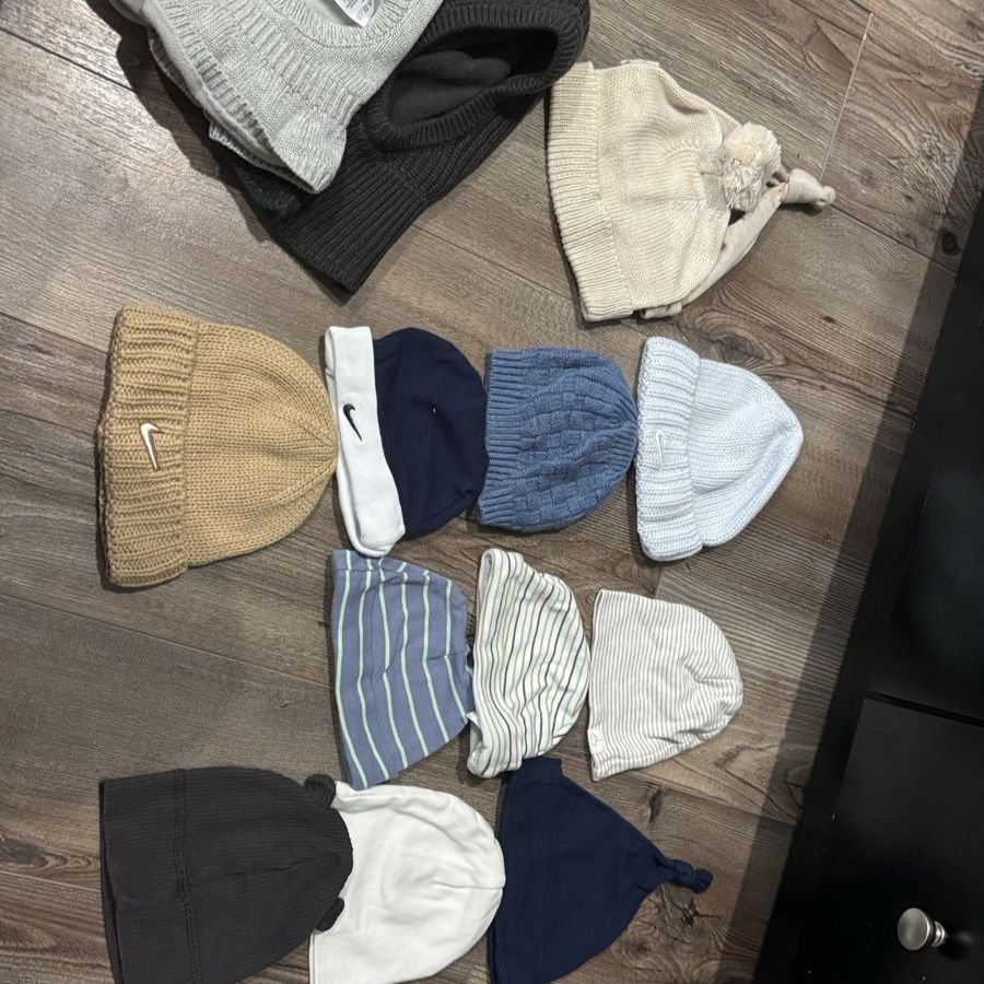 Lot of 14 Assorted Baby/Infant Hats - Nike, Balaclavas, Beanies 0-12 months
