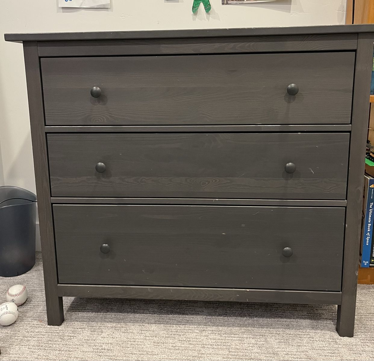 IKEA Hemnes 3-Drawer Dresser - Dark Gray Stained Wood