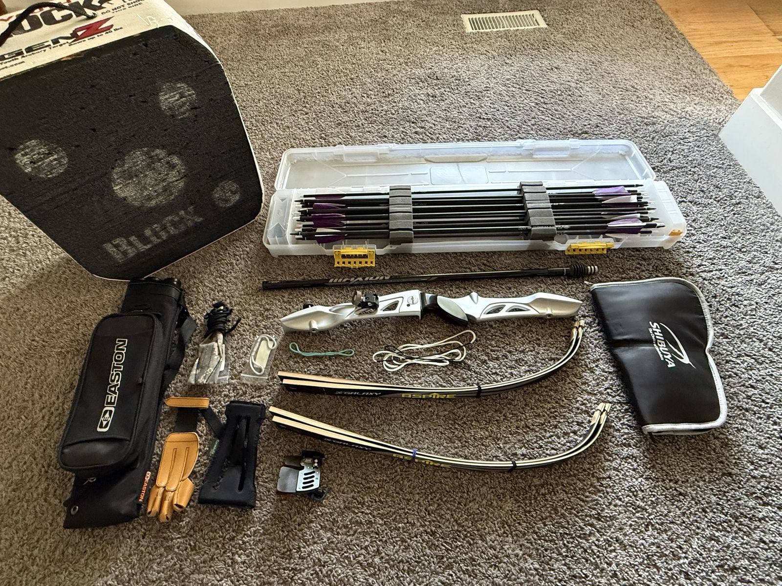 Galaxy Aspire Recurve Bow Set with, Sight, Stabilizer, Quiver, Arrows, Target and Accessories
