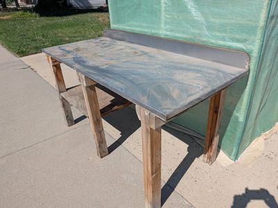 Used Wooden Work Bench with Stainess Steel Top