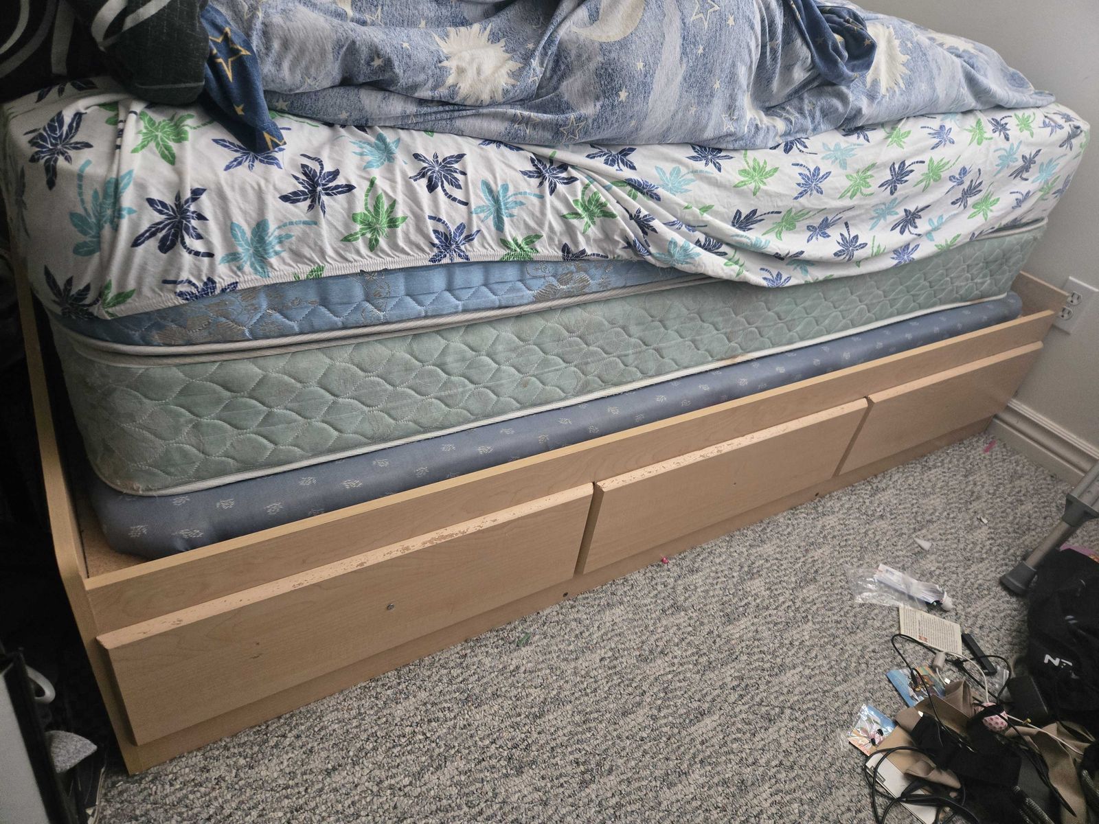 Twin Bed Frame with Drawers