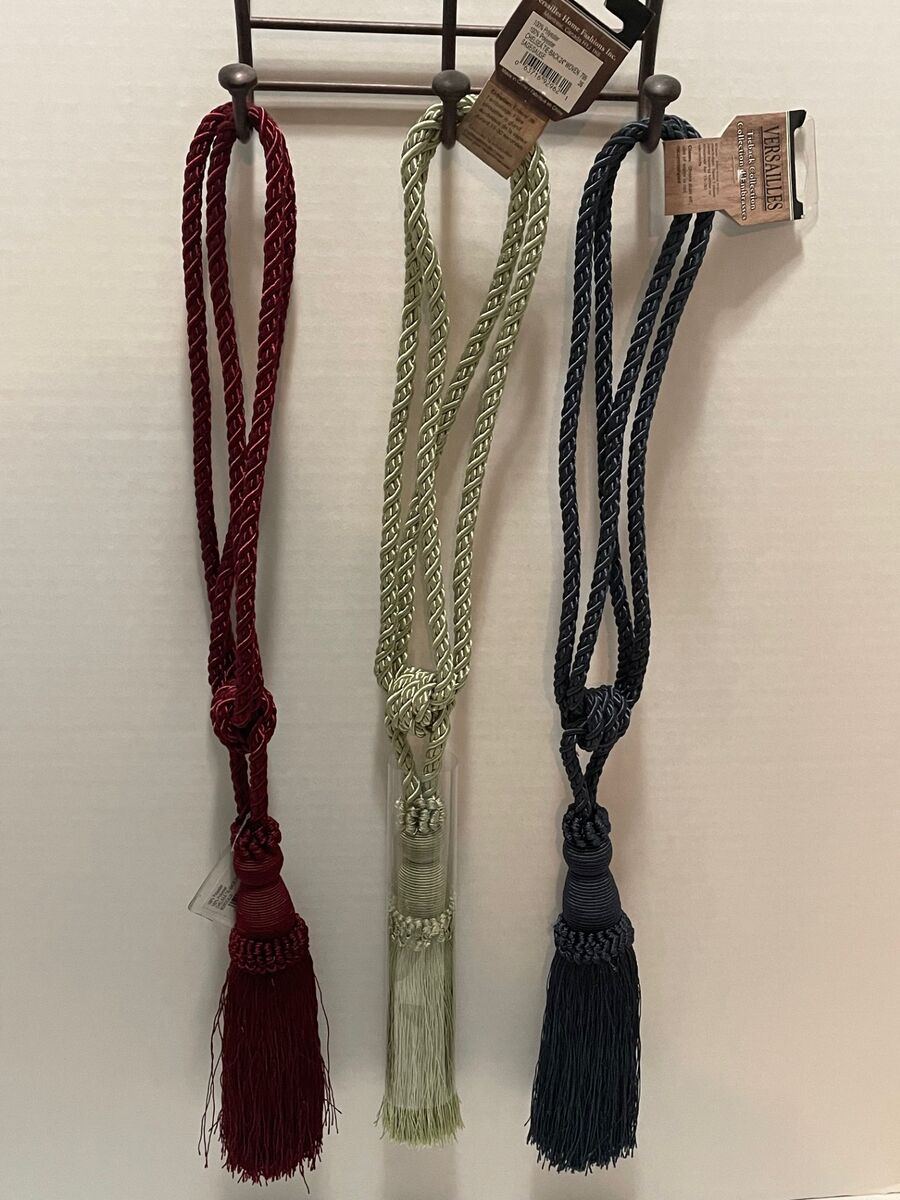 Large Tassels 22” Curtain Tie Backs Pair of 2 Braided Rope NEW