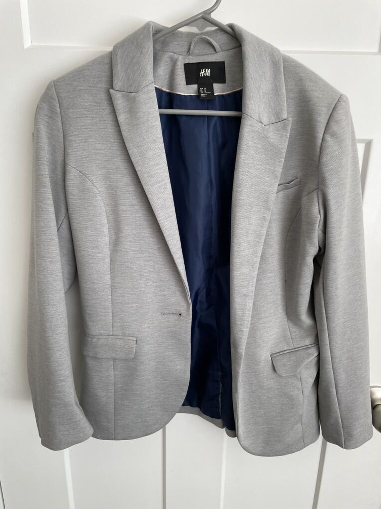 H&M Womens Gray Suit blazer Jacket Size 10