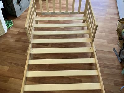 Like-New Wooden Toddler Bed + Mattress – $100