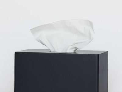 Modern Black Rectangular Tissue Box Cover Weighted Stone Resin (Iron)