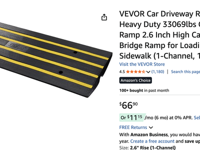 NEW - VEVOR Driveway Rubber Curb Ramp