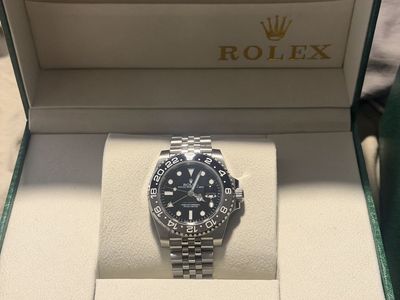 Black Dial Stainless Steel Watch with Box & Papers
