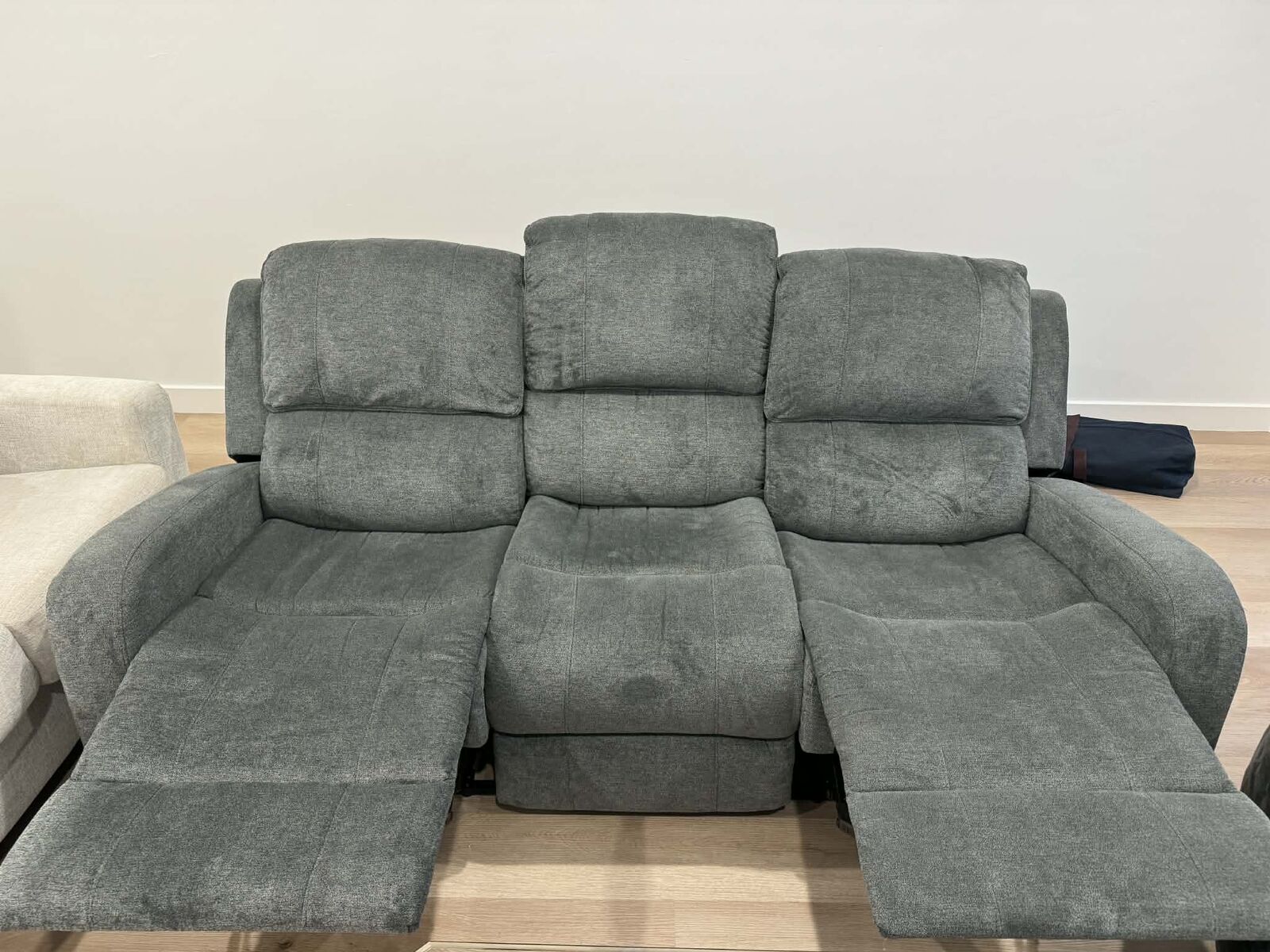 Anton Grey 78" Manual Reclining Fabric Sofa | Track Arms | Wall Hugger
