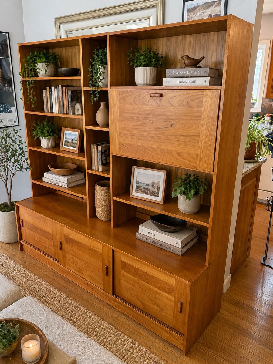 Large Danish Made — Teak Wall Unit – Domino Mobler