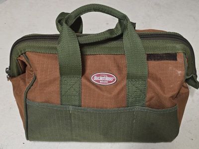 Bucket Boss Tool Bag Small Canvas Brown/Green Durable Storage Organizer