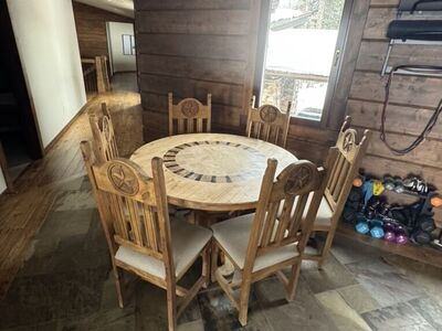 Solid Wood Round Dining Table and 6 Chairs