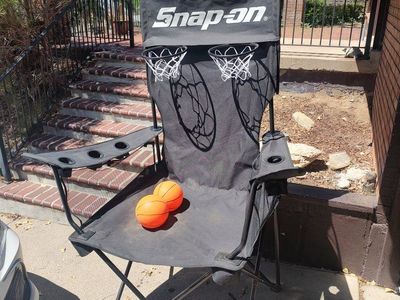 Kingpin Giant Folding Chair with Snap-on Branded Double Shot Mini Basketball Hoops.