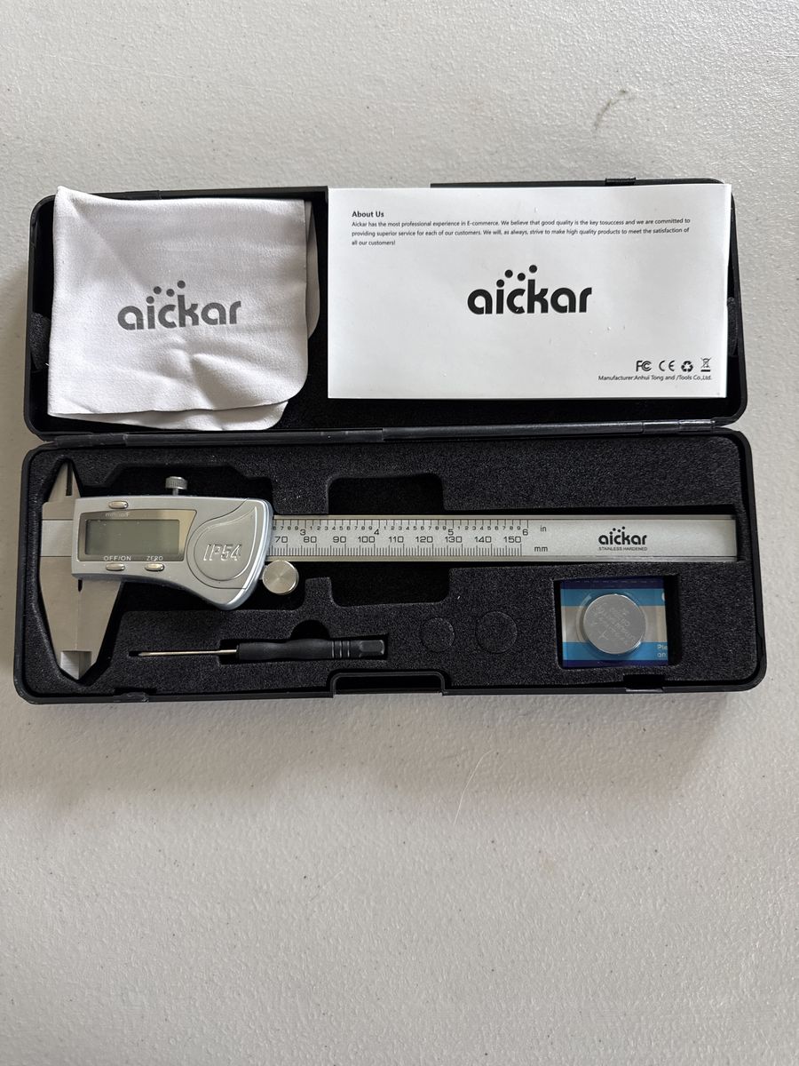 Aickar IP54 Digital Caliper with Case - Stainless Hardened, 150mm/6 inch Measuring Tool