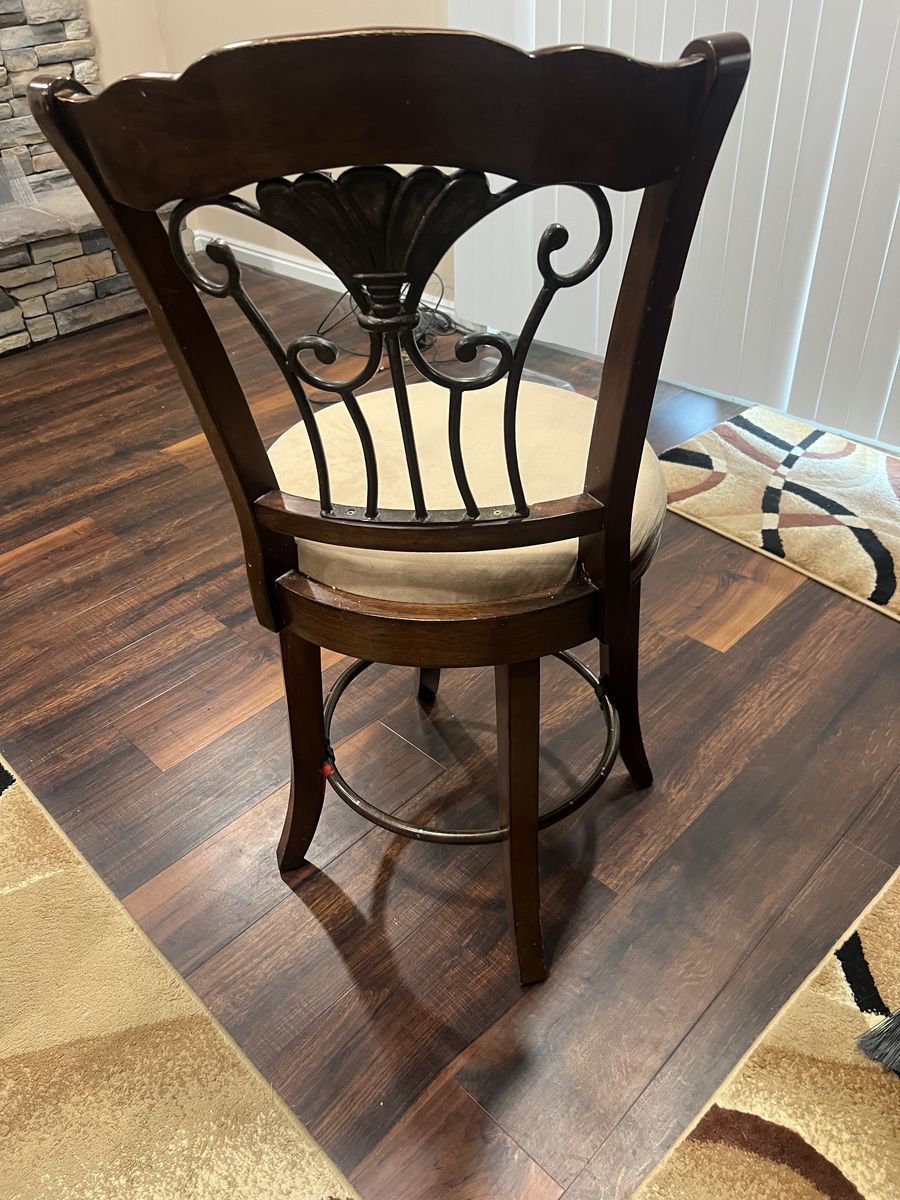 3 Bar Stools Wood and micro fiber