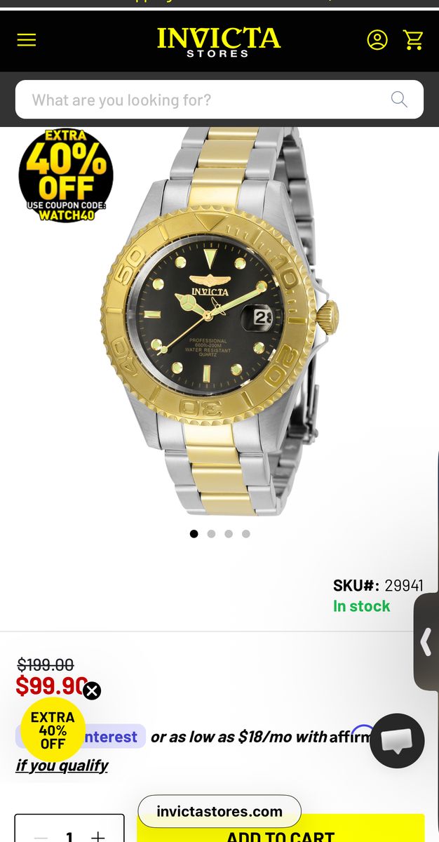 Invicta Pro Driver Mens Watch With Lockbox