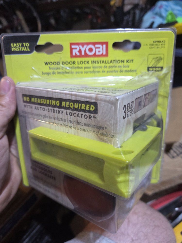 Ryobi A99DLKJ Wood Door Lock Installation Kit - No Measuring Required, Auto-Strike Locator
