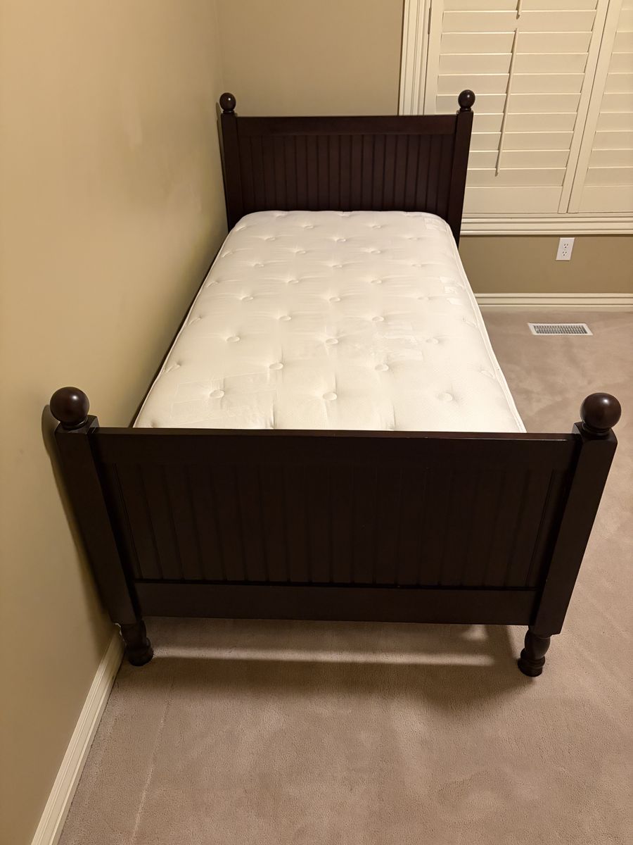 Pottery Barn twin bed with mattress