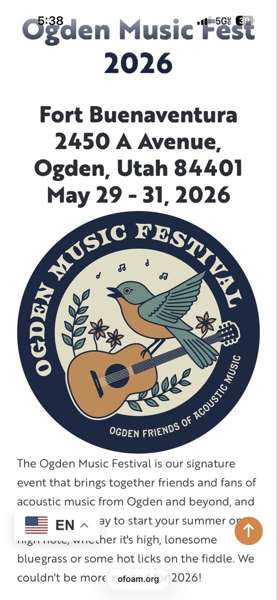 Ogden Music Festival - RV Camping Pass with an Adult 3 day Camping Festival Ticket