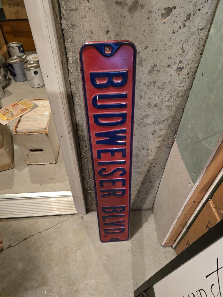 Budweiser Blvd Metal Sign