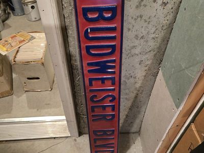 Budweiser Blvd Metal Sign