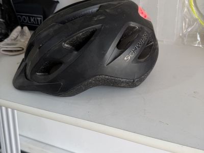 Schwinn Black Cycling Helmet with Integrated Taillight, Adult Size