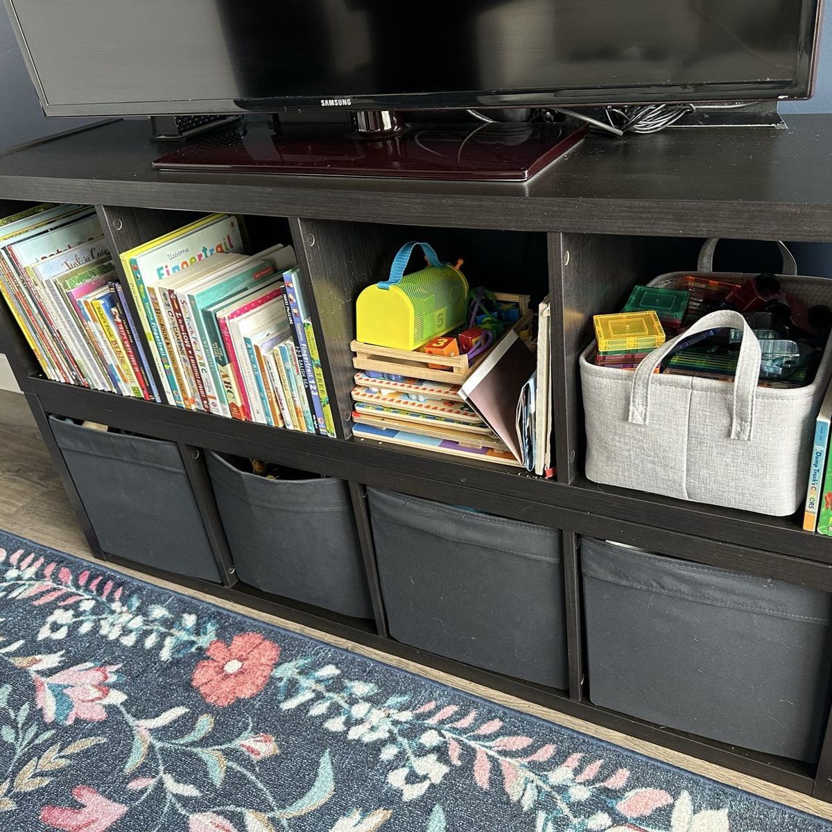Brown/black IKEA KALLAX Storage Organizer Unit Shelf / TV Stand