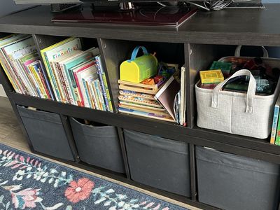 Brown/black IKEA KALLAX Storage Organizer Unit Shelf / TV Stand