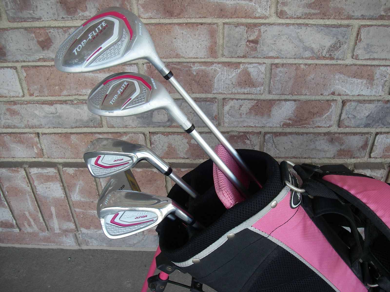 Girls 6-Piece, 47" TOP FLITE Junior Golf Clubs Set, Hybrid, Stand Bag, Graphite, RH, Pink, JR, Kids, Youth