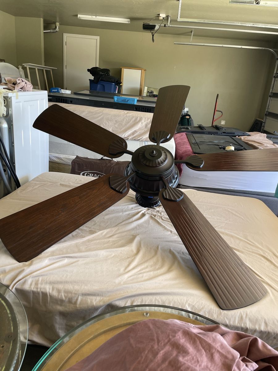 Large 72”Bronze 5-Blade Ceiling Fan with Wood-Grain Reversible Blades