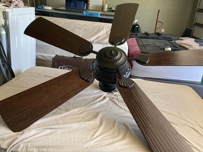 Large 72”Bronze 5-Blade Ceiling Fan with Wood-Grain Reversible Blades