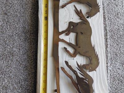 Rustic Metal Horse Wall Art Decor on Whitewashed Wood - 29" Western Farmhouse Style