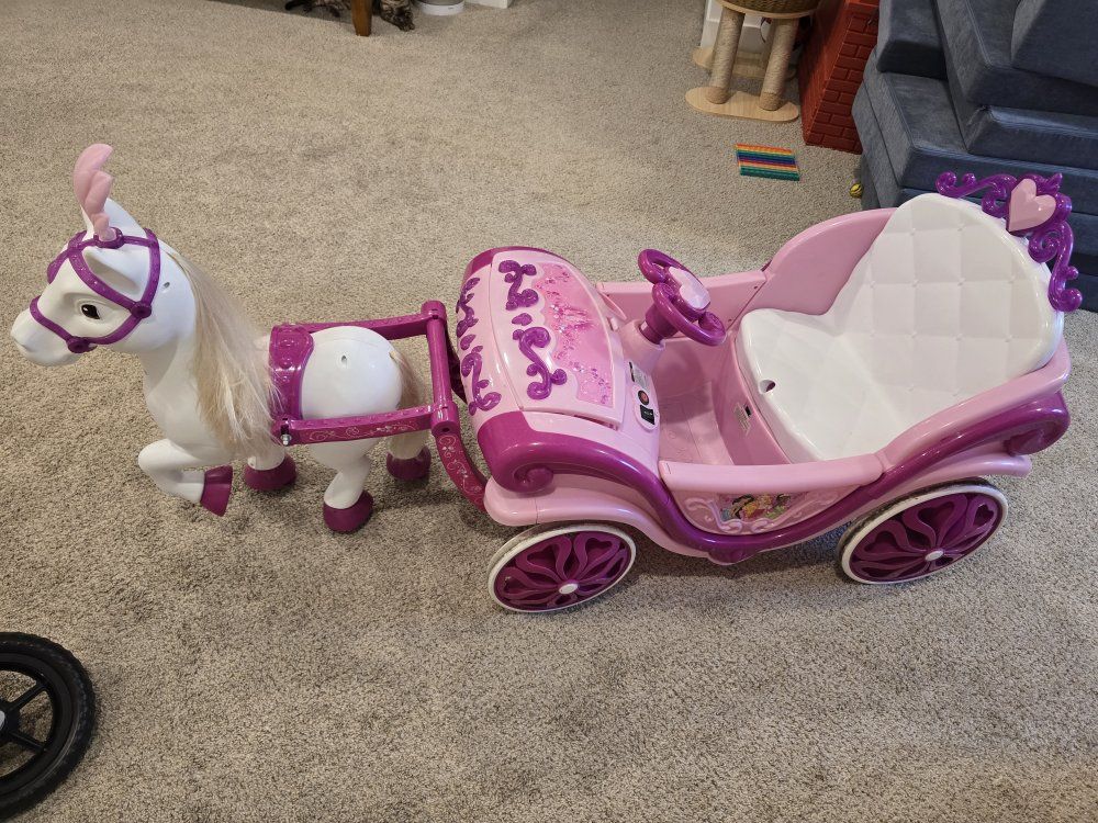Fisher-Price Disney Princess Carriage and Horse Electric Ride-On Toy with sounds 