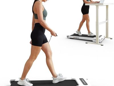 GOYOUTH 2 in 1 Under Desk Electric Treadmill Motorized Exercise Machine with Wireless Speaker, Remote Control and LED Display