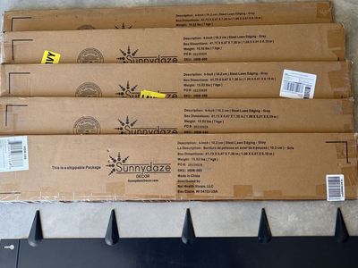 Sunnydaze Decor 4-Inch Steel Lawn Edging - Dark Gray (SKU: HBM-666), 25 pieces, New in Box