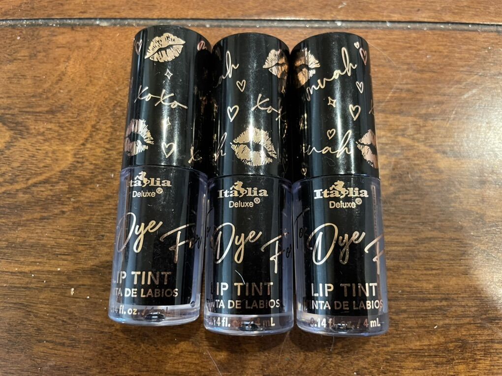 Lot Of 3 New Italia Deluxe To Dye For Lip Stains