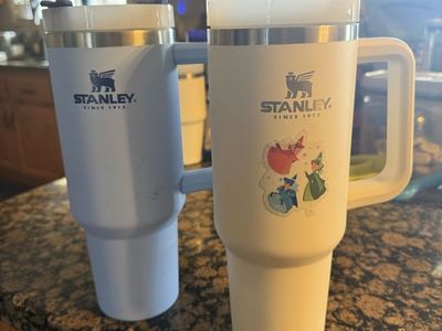 Stanley Quencher H2.0 FlowState Tumblers - 40oz Ice Blue & Cream with Handles, Set of 2